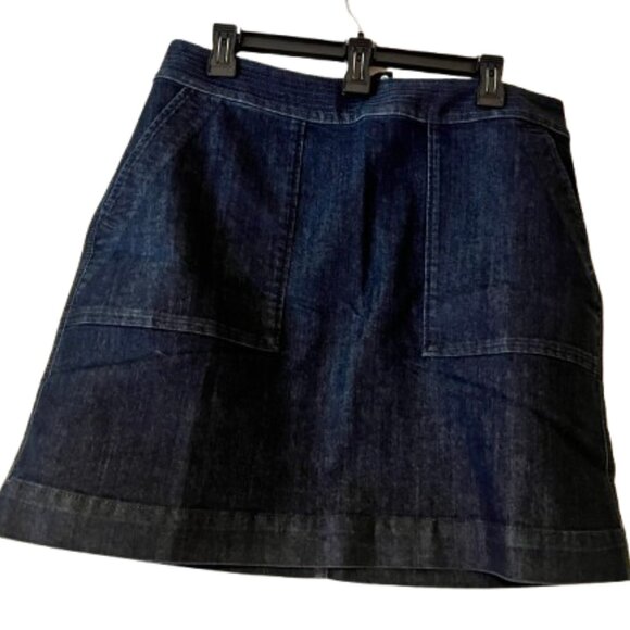 Loft Dark Blue Denim Mini Skirt - Size 12 - Picture 1 of 5